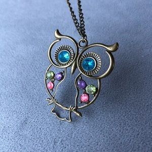 Owl Pendant with Colourful Gems ~ Brand New!